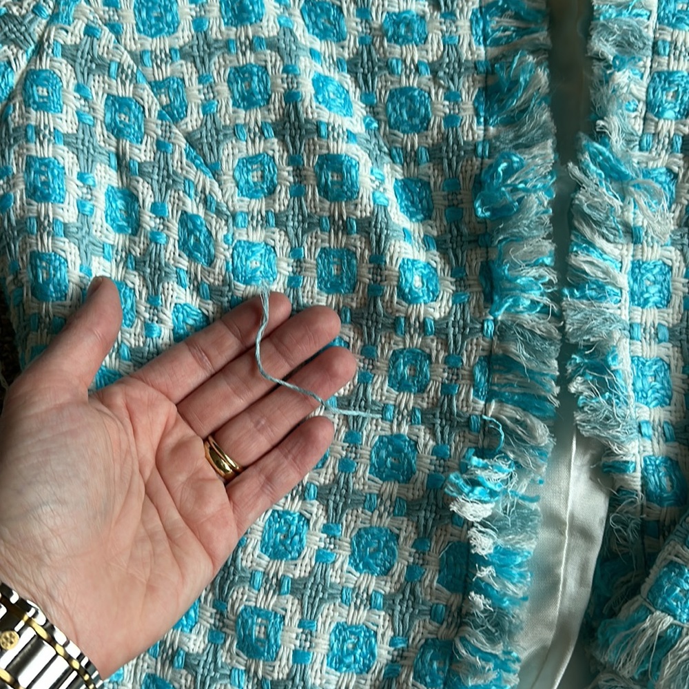 Trina Turk Tweed Blue and White Jacket size 6 - Picture 4 of 6